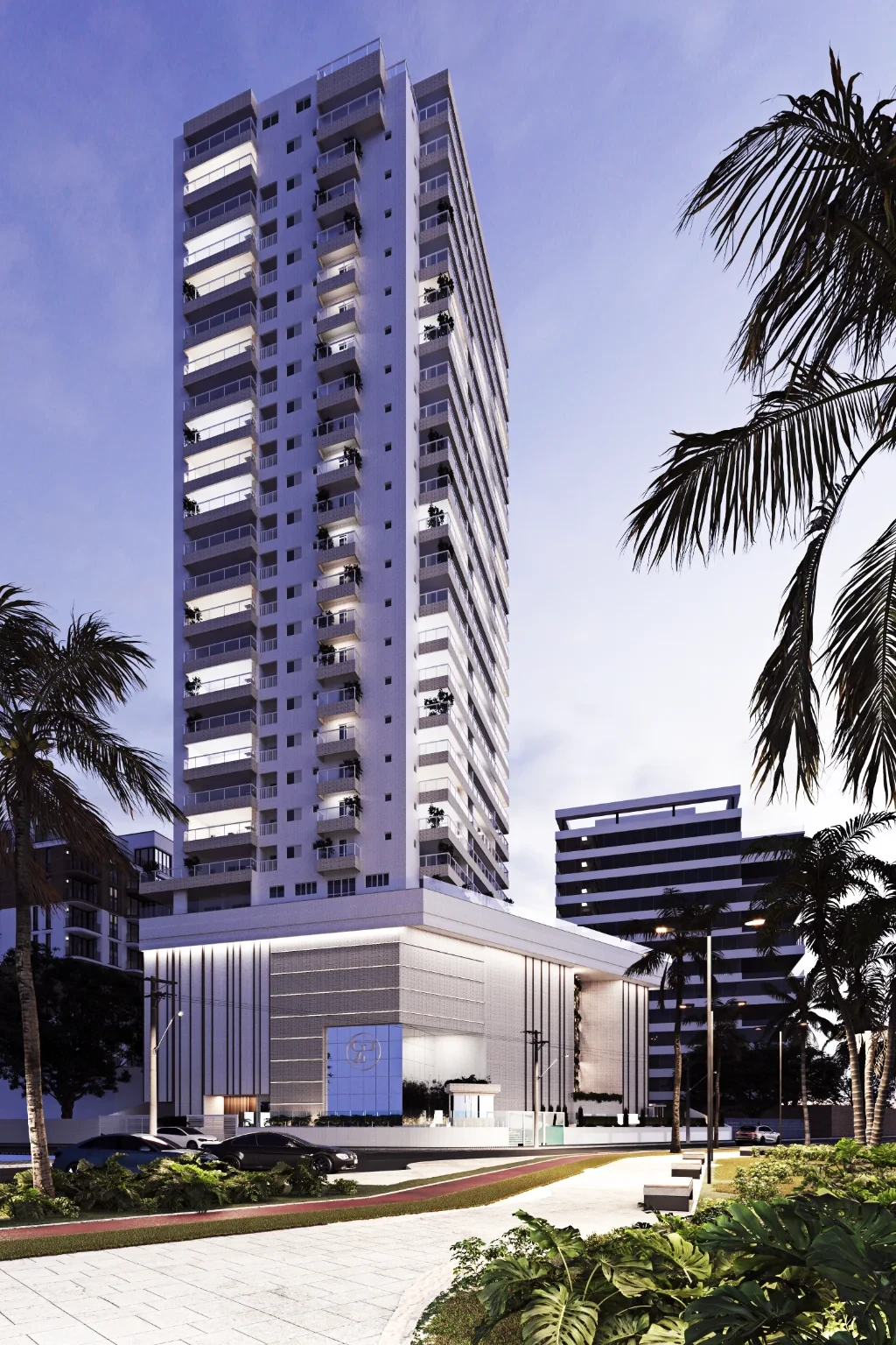 Fachada do Residencial Riviera Palace, Maracanã, Praia Grande SP